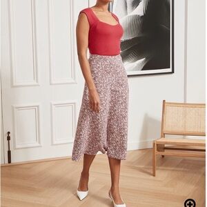 RW&Co floral midi skirt and sweater tank